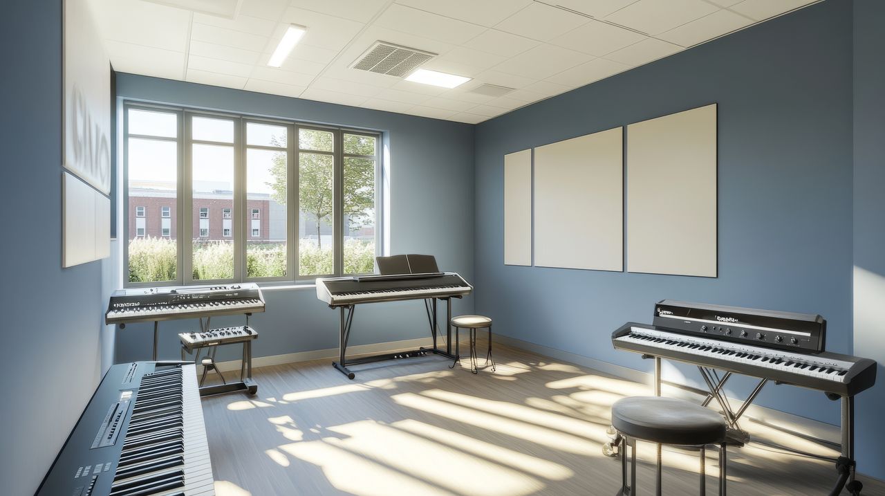 pièce de musicien avec panneau acoustique