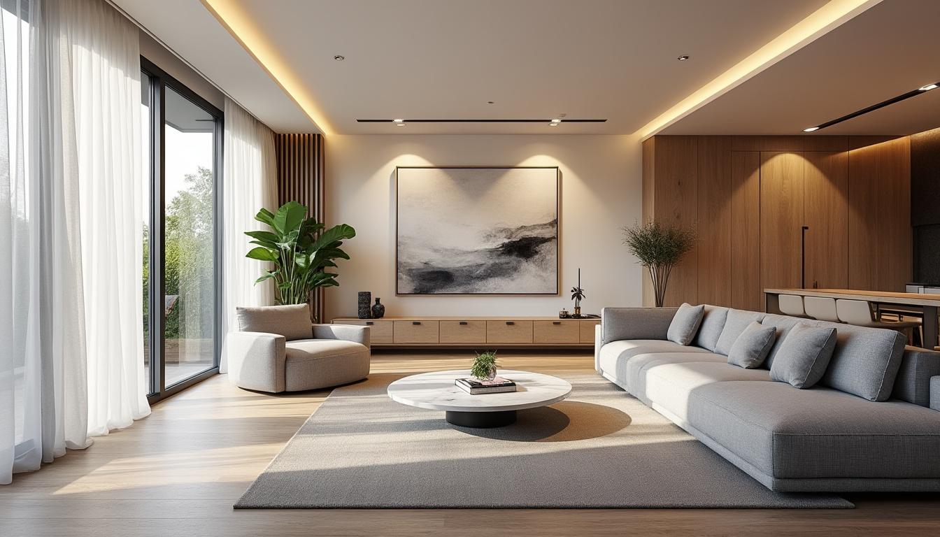 Plafond acoustique dans un salon en Gironde : améliorer le confort sonore tout en préservant l'esthétique intérieure contemporaine.