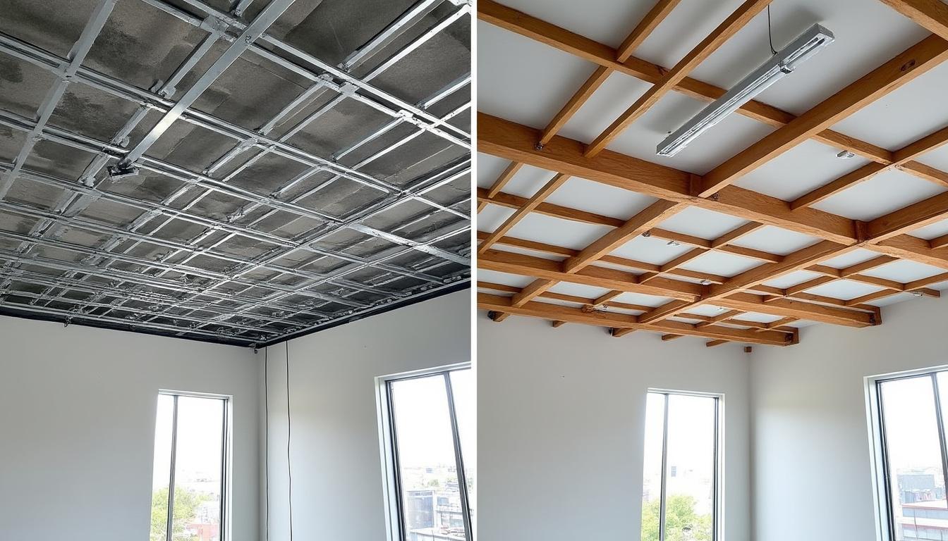Différence entre plafond suspendu et plafond autoportant : critères de choix, structure, isolation et esthétique.