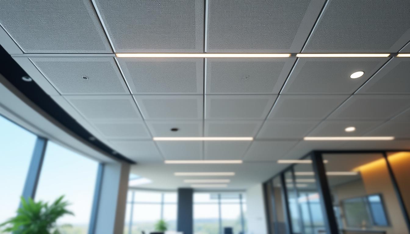 Indices acoustiques Rw, DnT et NRC pour plafond acoustique : guide pratique pour bureaux et commerces en Gironde et Charente-Maritime.